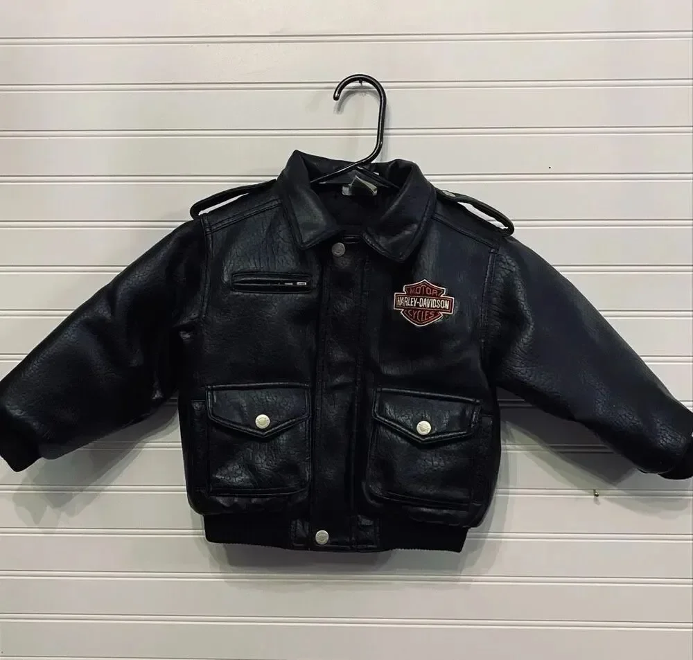 Vintage Style Kids Boys or Girls Harley Davidson Biker Jacket Sz 4T